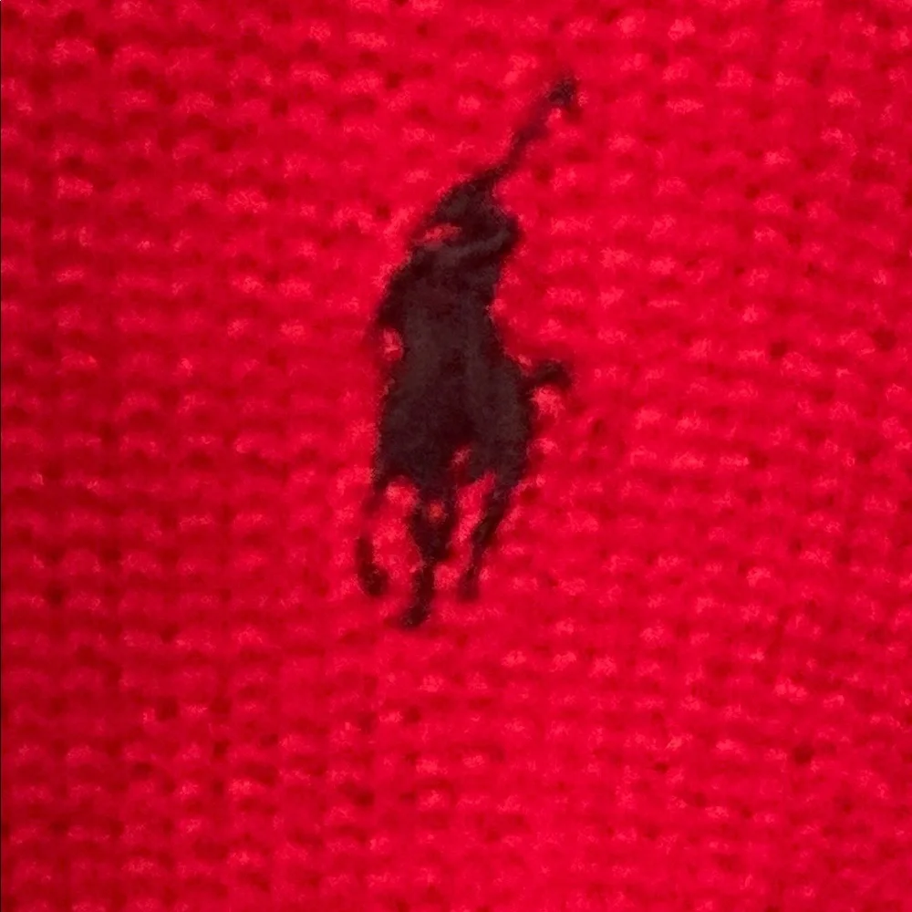 Polo Ralph Lauren Men's Red 1/4 zip pullover Sweater size XL black polo pony